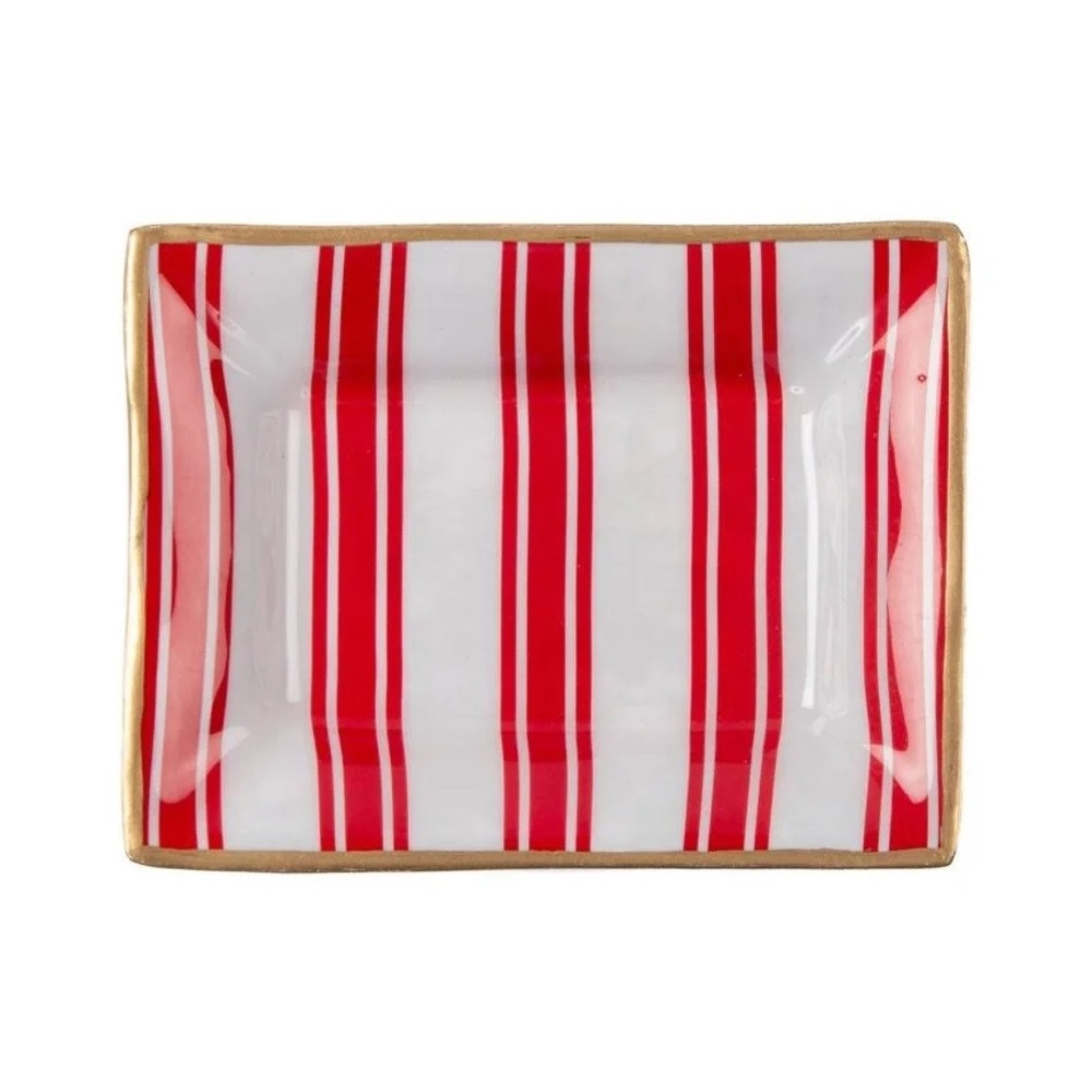 Jayes Studio. Sparkling New. Ticking Stripe Porcelain Tray. 4x5”.